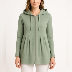 LOGO Lounge XS Zip Up Goodie Waffle Pleated Comfort Drawstring Athletic Gray